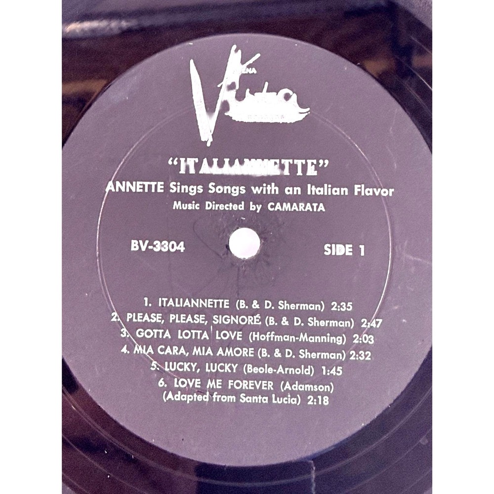 Annette Funicello Italiannette Vinyl LP Vista BV-3304 1960 Italian Flavor Record - Picture 8 of 8
